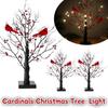 Red Berry Decoration Vintage Glowing Tree Bird Twinkle Tree Lamp  Home Table Decoration