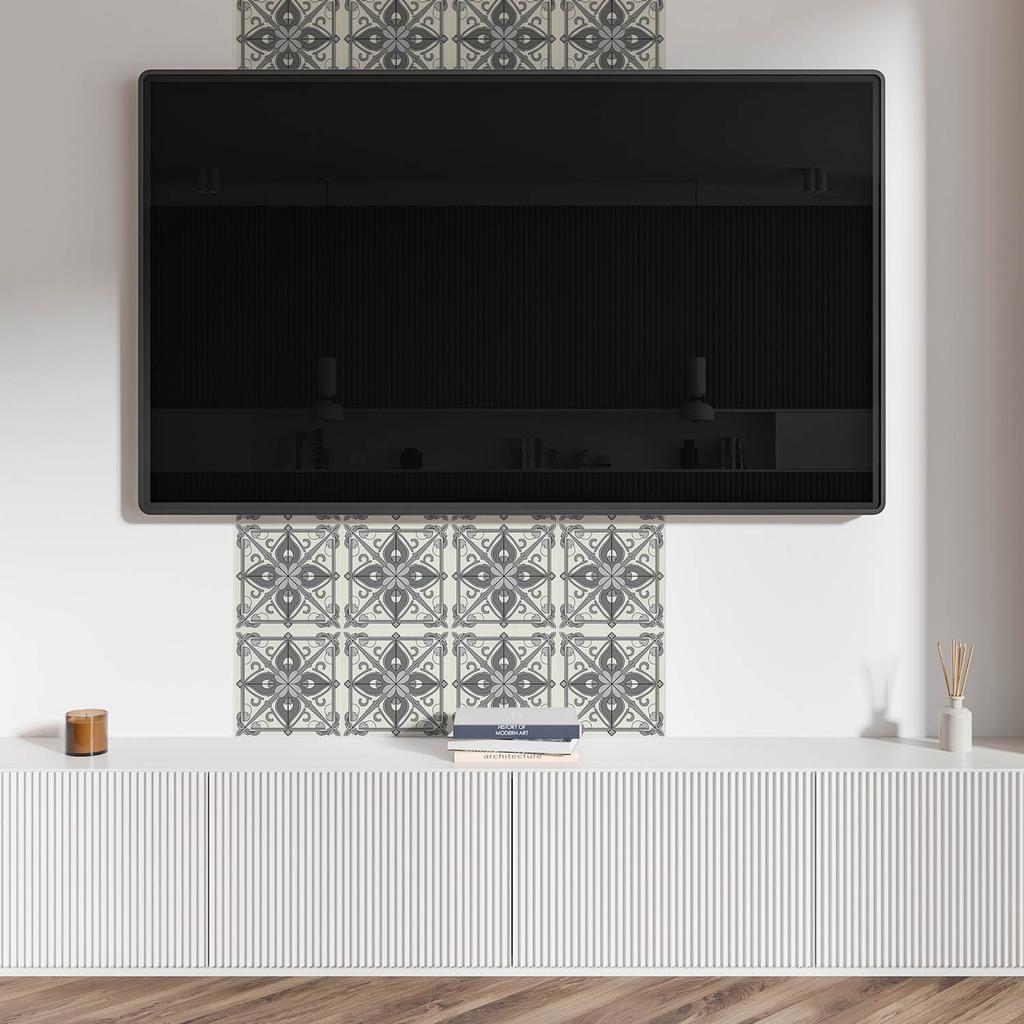 Self-Adhesive Vinyl Tiles for a Teenager's Room Floral Pattern with Symmetry 10x40x20 cm