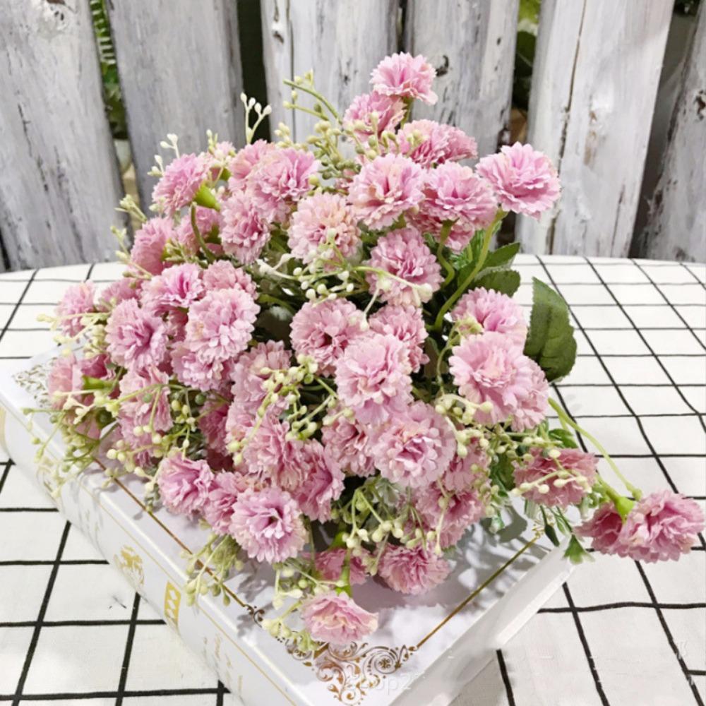 20-Branch Simulated Carnations Artificial Flowers Tassels Silk Plastic Realistic Carnation for Bouquet Home Decor