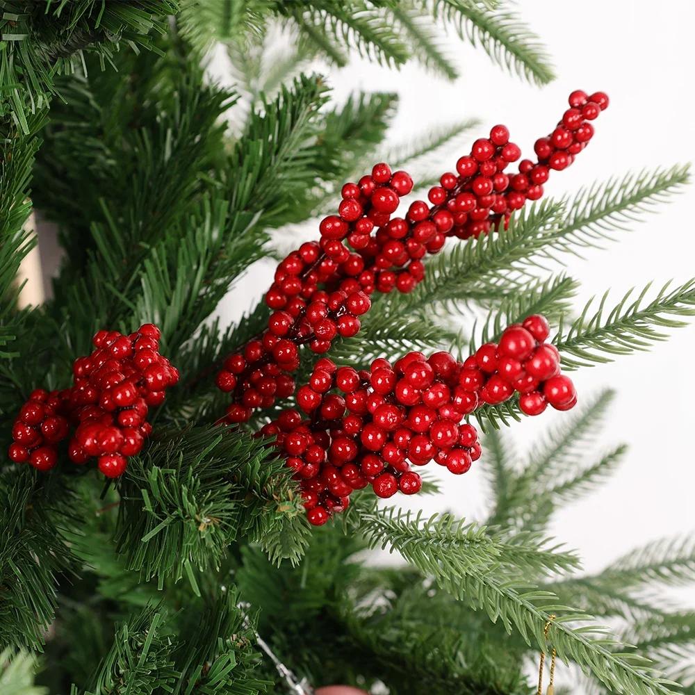 1/20 Branches Artificial Berries Flowers Bouquet Christmas Red Holly Berry Stamen Plants DIY Xmas Tree Wreath Party Home Decor