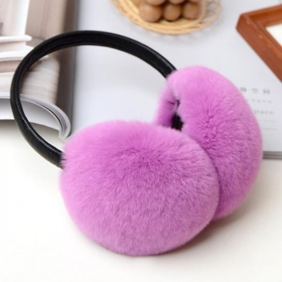Women Warm Faux Rabbit Fur Earmuffs Plush Ski Ear Warmer Cover Earflap Winter