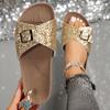 Fashion 2025 Fashionable Sequins Slippers Women Outside Fashion Summer Flat Bottom New Non-slip Internet Celebrity Flip-flops Slippers