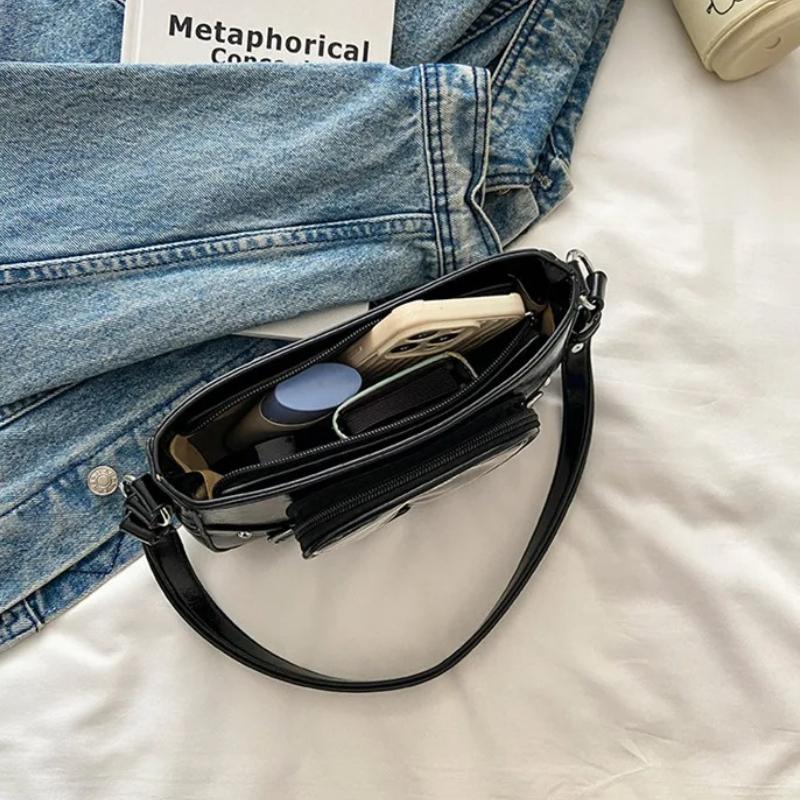 Japanese Style Love Transparent Girls Ita Shoulder Bags JK PU Leather Women Small Handbag Belt Badge Display Female Underarm Bag