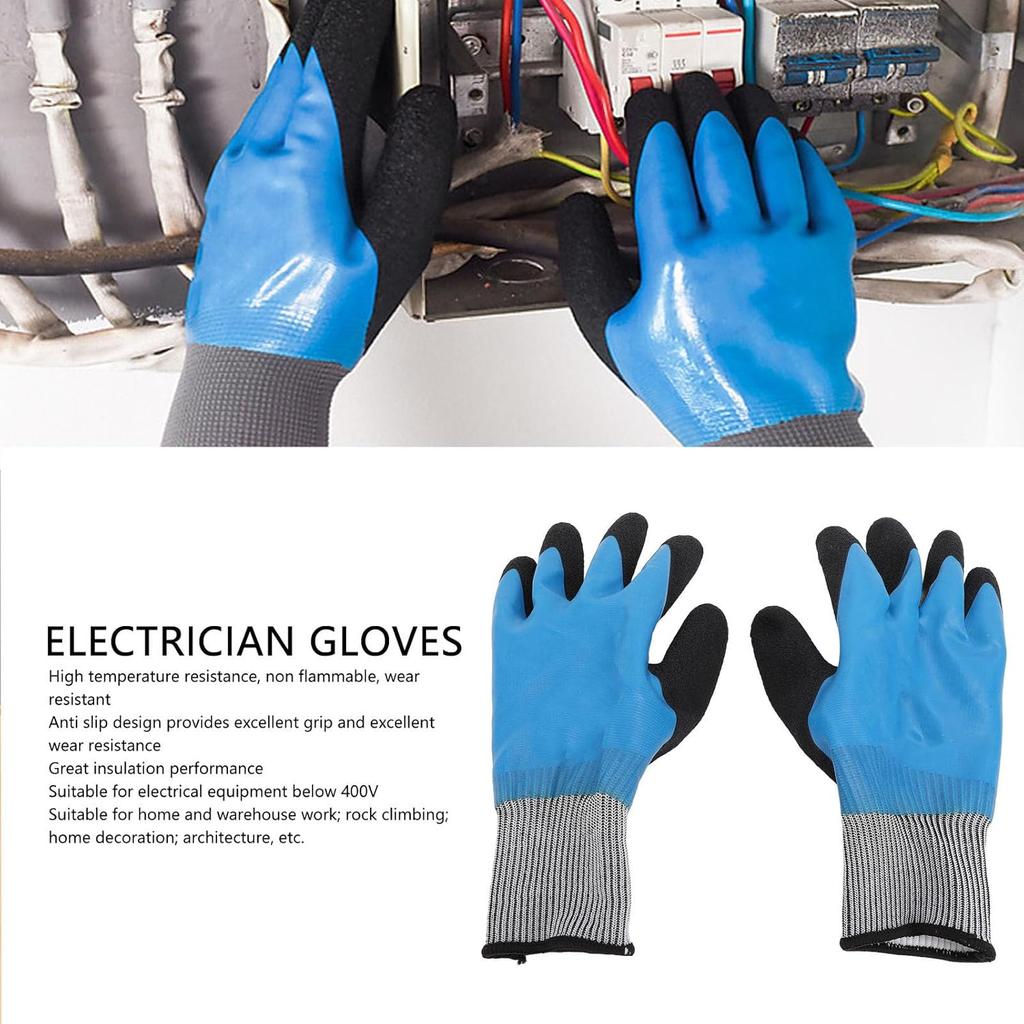 Electrical Insulated Gloves, 400V High Voltage Flame Retardant Work Gloves, Rubber Non Slip Electrician Gloves, Voltage Gloves, Safety Gloves for