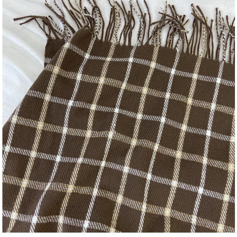 Women Imitation Cashmere Plaid Scarf Women's Autumn and Winter Fashion Shawl Winter Thickened Cold-proof and Warm Scarf