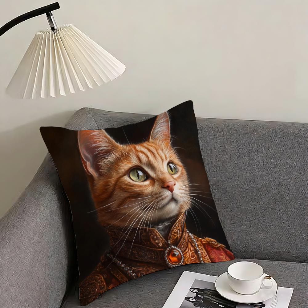Cute Cat Printing Decorative Cushion Cover Reversible Plush Pillow Cover – For Car, Sofa, Bedroom, Perfect As a Gift.