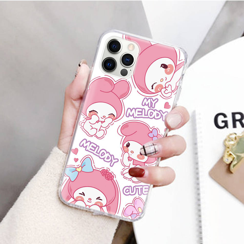JZ4 My Melody Transparent Case for Samsung A04 A14 A23 M33 M53 Realme 10 9 C35 C55 VIVO Y02 X80 Infinix Hot 30 Note 11 Tecno Spark 8P Pro