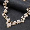 Rhinestone Pearl Women Necklace Korean Style Jewelry Set Dangle Earrings Bridal Wedding Jewelry Set