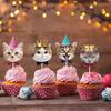 8 Stück Katze Cupcake Dekoration Niedliche Katze Themen Geburtstagsparty Kuchenaufsatz Papier Dessertdekoration
