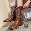 Western Cowboy Boots Embroidered Knight Boots Mid Chelsea Boots Long Boots Children's 2026 New Style