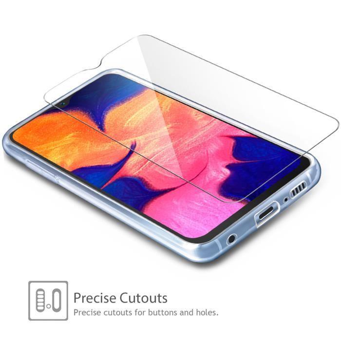 Coque pour Samsung Galaxy A10 - Silicone Transparent - Protection Impact - Film Verre Trempé - Souple