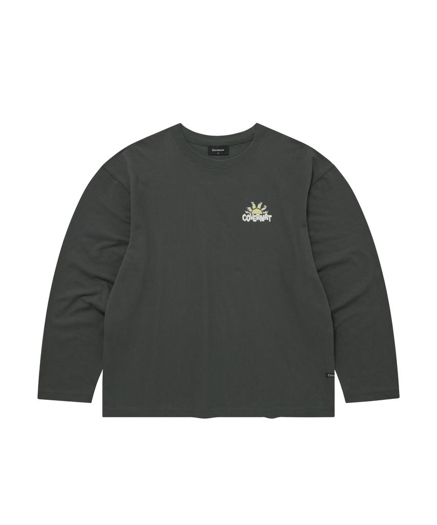 COVERNAT Rising Sun Graphic Long Sleeve Charcoal