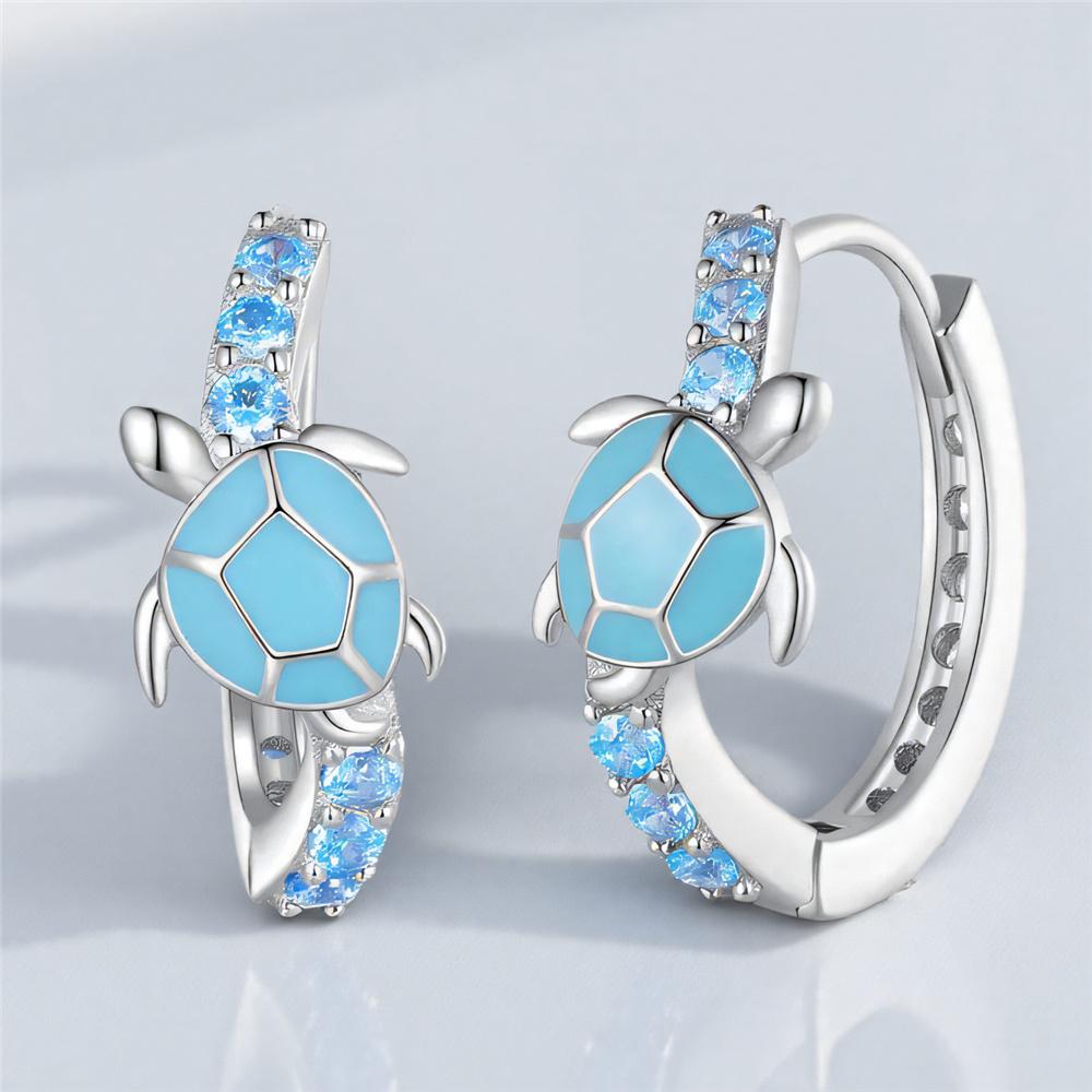 

Cute Female Small Turtle Animal Hoop Earrings Vintage Fashion Silver Color Wedding Jewelry For Women