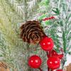 Mini Xmas Tree Table Decorations Office Holiday Decor Small Artificial Trees with Red Berries Pine Cone Greenery