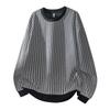 Men's Casual Loose Striped Heavyweight Hoodie Long Sleeve T-shirt - Japanese Style (Spring/Autumn Collection)