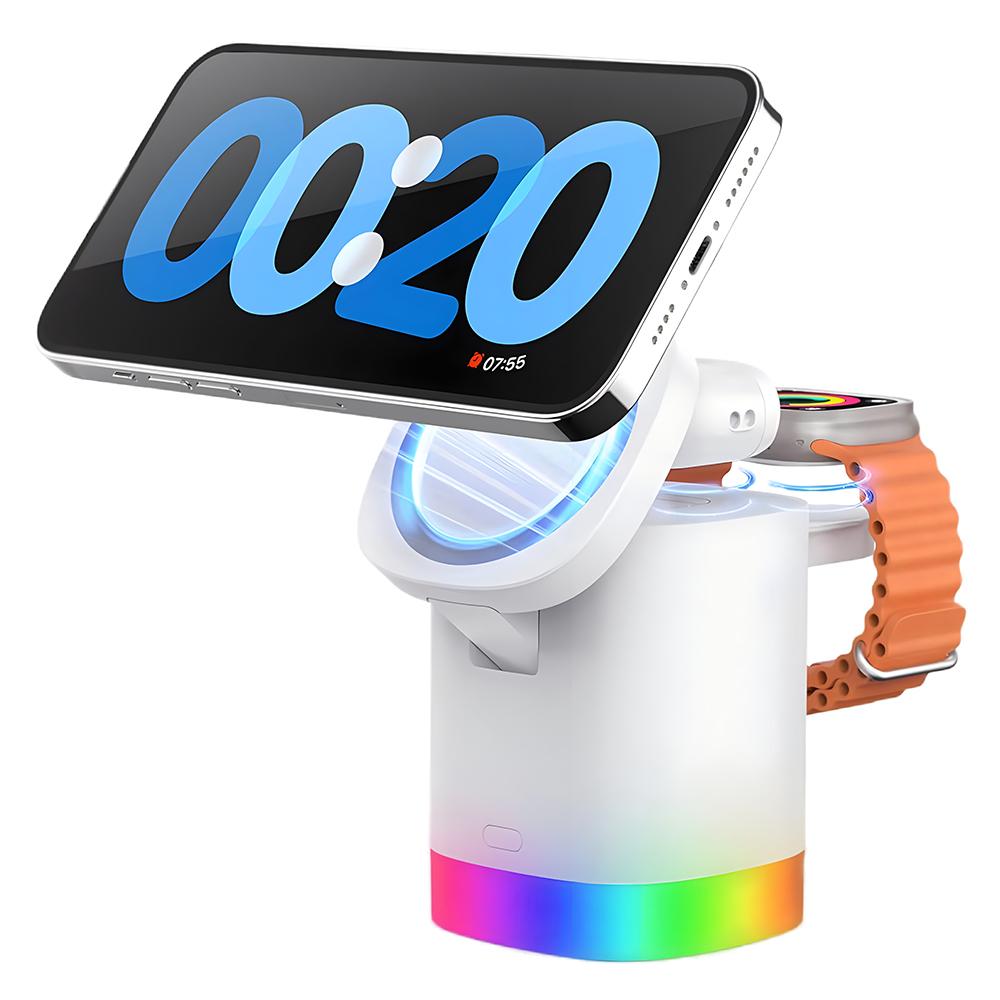

T15 3 in 1 Foldable Wireless Charger Magnetic Charging Station for iPhone/AirPods/Apple Watch B