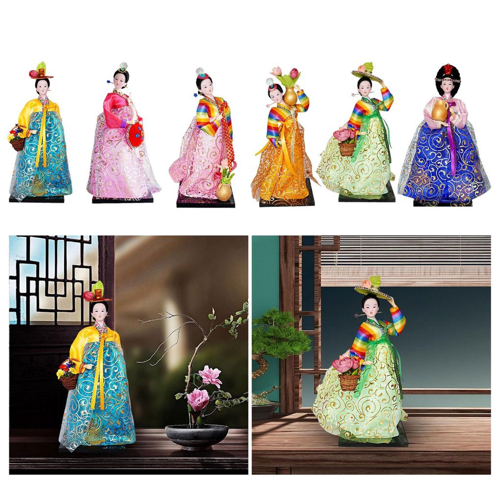 Korean Geisha Figurine Korean Hanbok Geisha Doll Miniature 12 Inch Oriental Doll for Tabletop Home Office Decoration Kids Gift