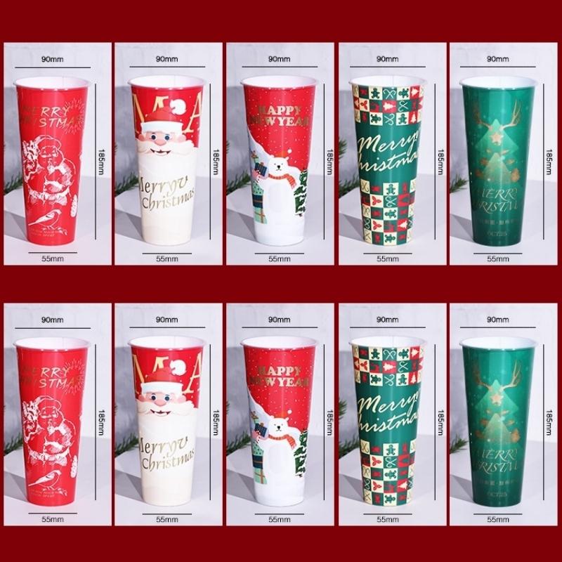 10Pcs 22oz Large Coffee Cup Set- Leakproof Thermal Mugs with Lids Travel Cups for Hot/Cold Drinks Reusable Christmas Party Cups