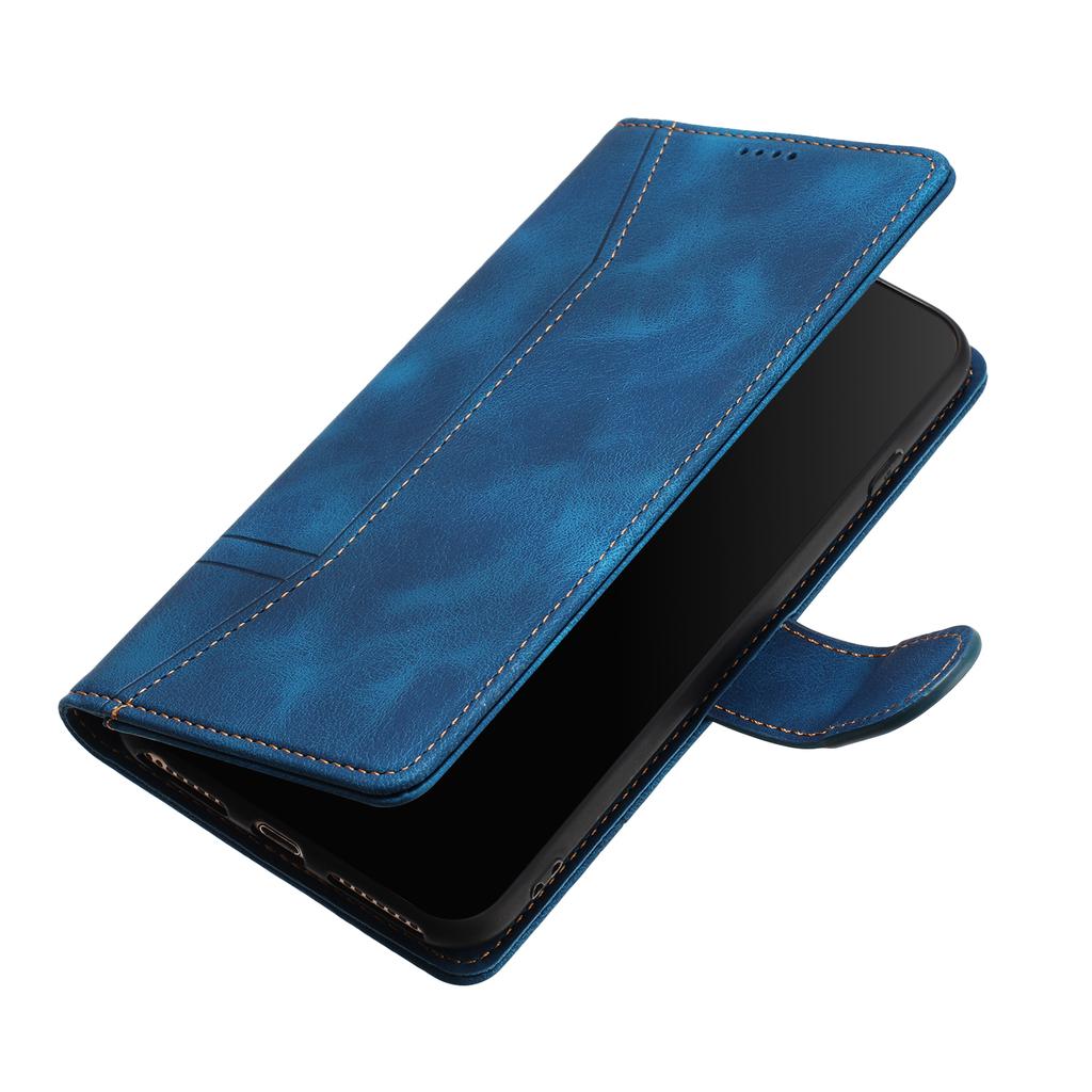 L002 Retro Leather Phone Case for iPhone 11 Pro Lines Imprinted Stand Wallet Anti-fall Cover