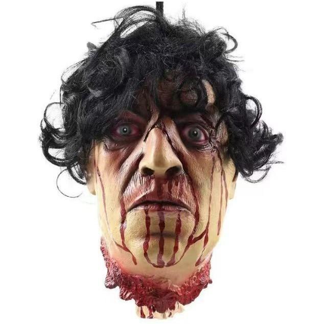 Halloween Horror Latex Head With Curly Hair For Haunted House Decor And Pranks