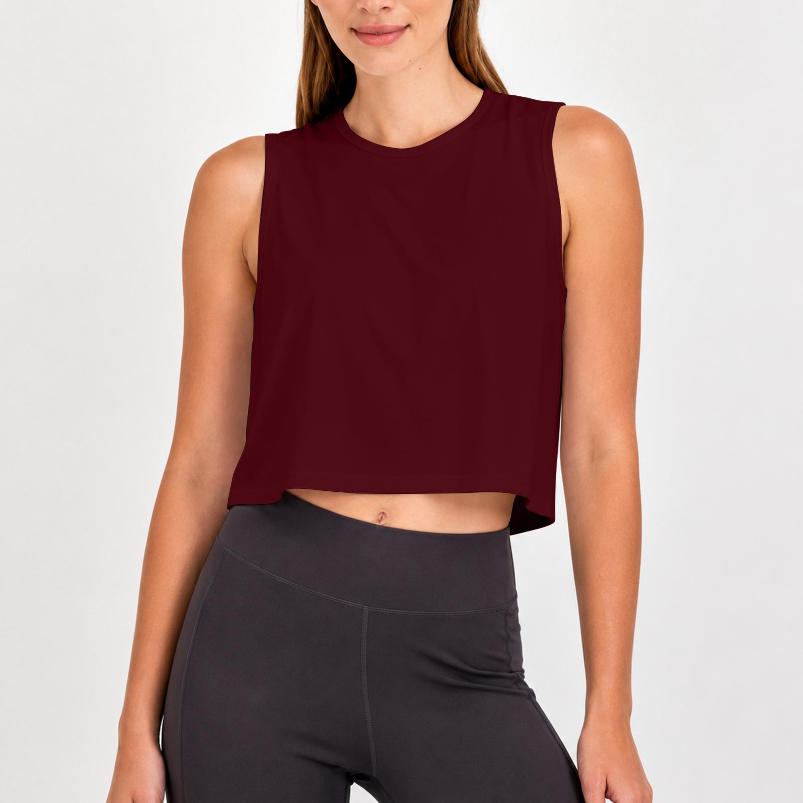 Women s Sleeveless Yoga Tank Top Cutout Back Workout Shirt Lightweight Breathable Running Fitness Casual Crop Top L