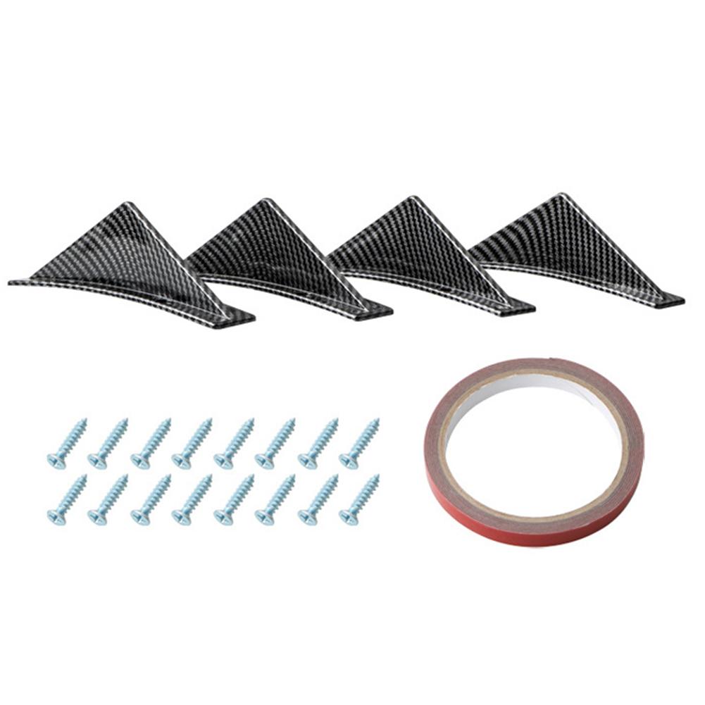 4PC Universal Car Rear Bumper Spoiler Diffuser Shark Fin Protect Cover Anti-crash Accessories Valance Chin Rubber Car Bumper Lip