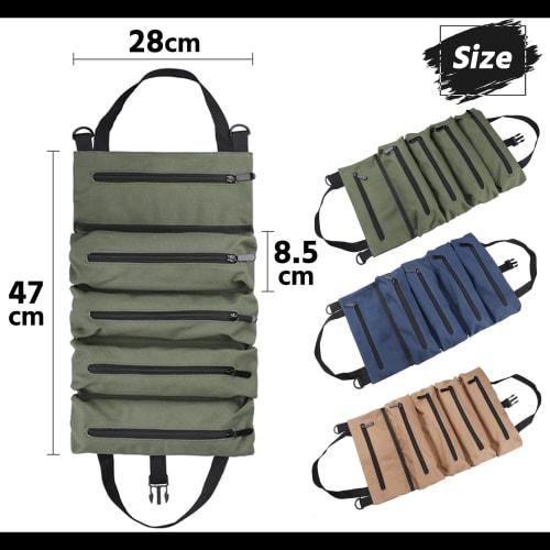 Cloth Tool Bag with 5 Pockets, Foldable, Compact, 28cm Wide, Durable, Water-Resistant, Multi-Purpose Tool Bag for DIY, Camping, Outdoor Activities, an