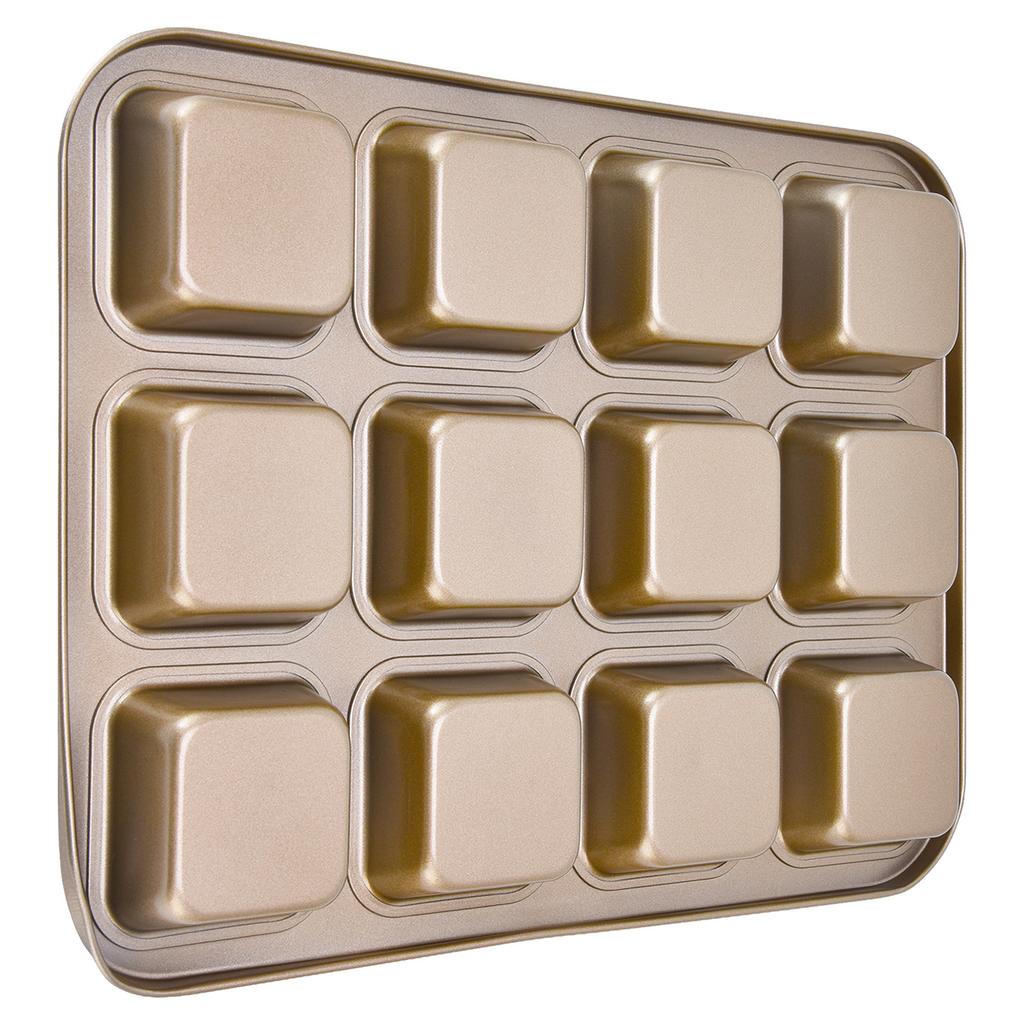 Loaf Baking Pans 12 Cavity Brownie Baking Pan Carbon Steel Muffin Bakeware Cupcake Bread Divider Mold