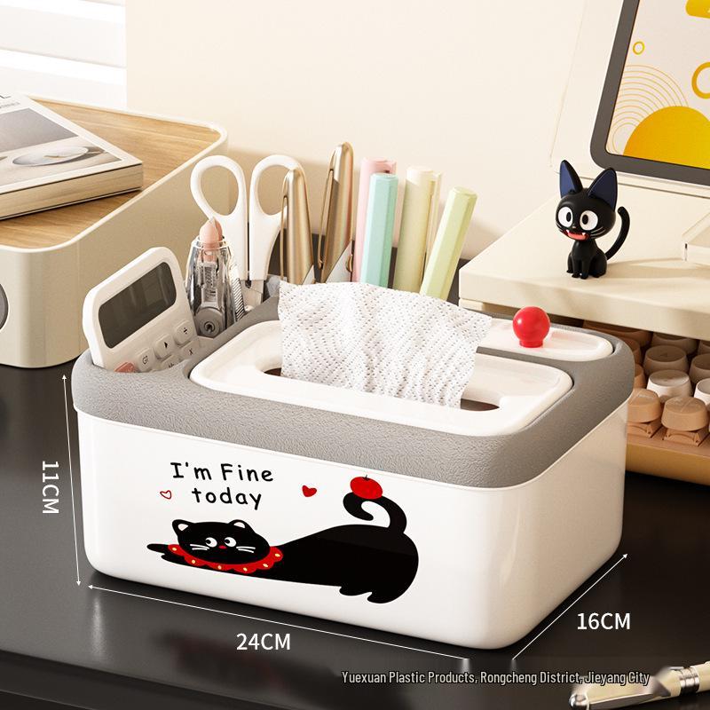 Creative Cartoon Multifunctional Storage Box for Home and Study - Remote Holder, Desktop Drawer, Tissue Box