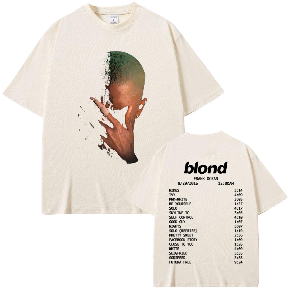 Rapper Frank Fashion Vintage Graphic T-shirts Men Women Ocean Hip Hop Trend T Shirts Blond Oversized T-shirt Man Cotton Tshirt