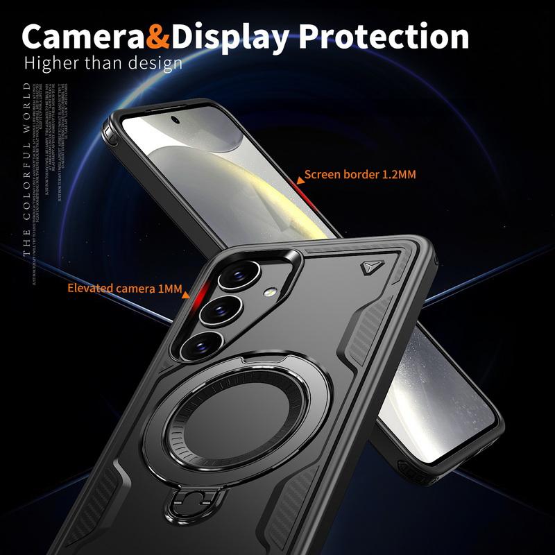 For Samsung S24 Plus Ultra S23 Fe A55 A35 A14 5g 360 Rotating Stand for Magsafe Magnetic Support Car Function Tpu Hard Slim Cover
