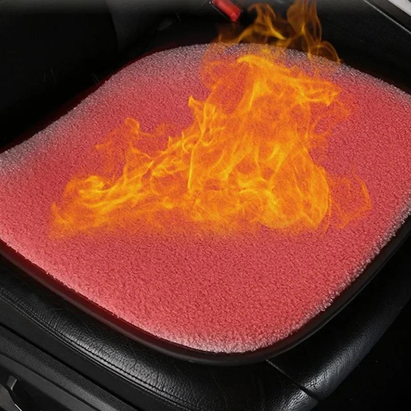 Winter Heated Car Seat Cover Heated Cushion Car Pet Lambswool Heating Warmer Cushions Auto Heating Seat Mat Electric Heating Pad