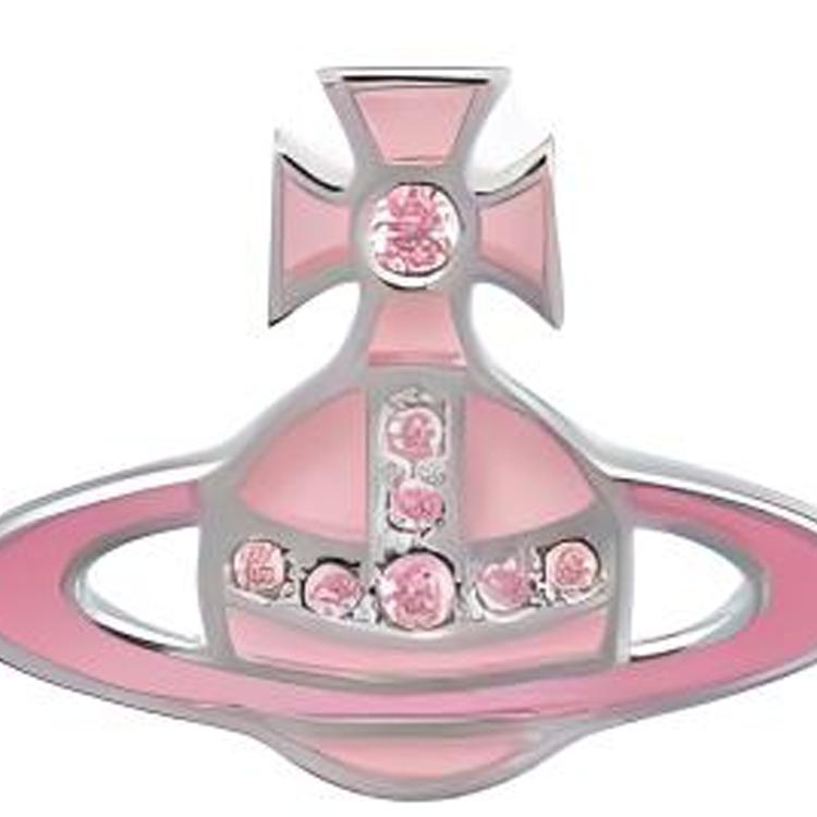 VIVIENNE WESTWOOD Concetta Saturn Shaped Brass Pink Glazed Earrings Women Earrings Silver 6201035U-02P524