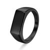 Vintage Titanium Steel Ring for Men Simple Rectangular Design Retro Distressed Finish Jewelry