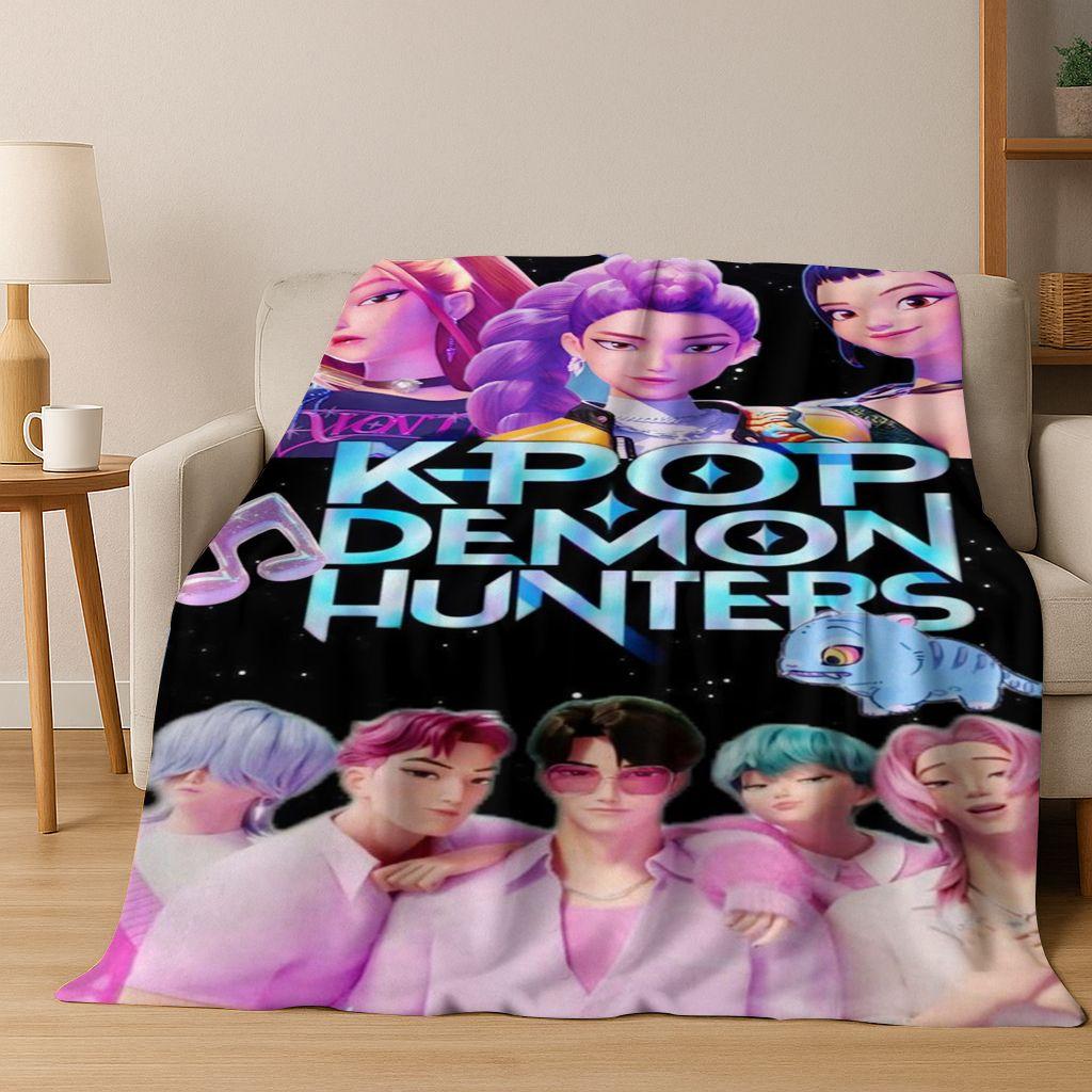 26 Stil Neue KPOP Dämonenjäger Rumi Mira Zoey Cartoon Flanell Decke, Gemütliche Weiche Überwurfdecke für Zuhause Schlafzimmer Bett Sofa Abdeckung