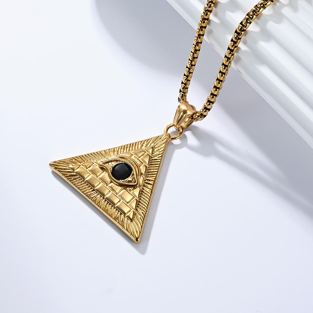 Ancient Egyptian Pyramid Eye of Horus Necklace Stainless Steel Protective