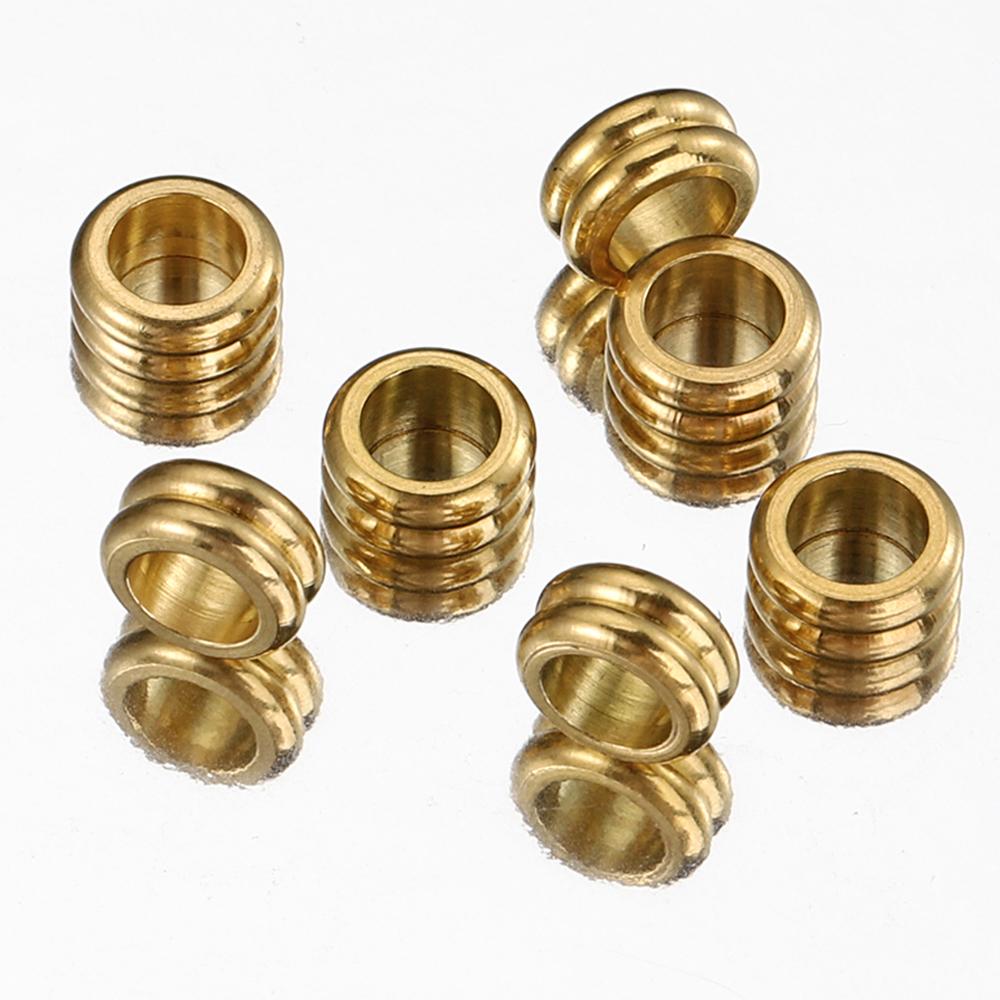 10pcs 6mm Stainless Steel Loose Beads Gold Color Big Hole Spacer Beads for DIY Jewelry Making Beads Bracelet Necklace Findings