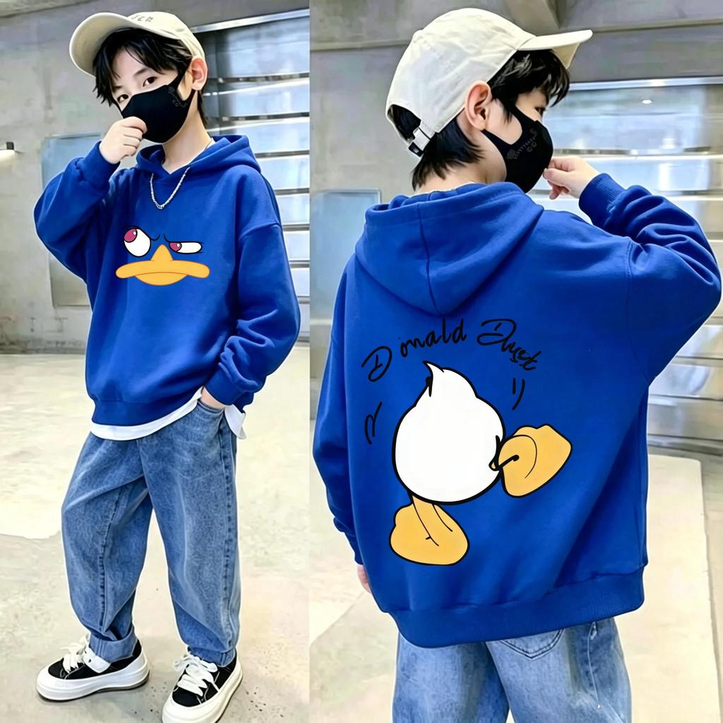Retro Street - Fun - Double-sided Printed Duck Print Hoodie - High-Quality Cool Long-Sleeved Warm Sweater for Boys and Girls