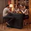 Home Bar Unit, L-Shaped Wine Bar Cabinet Table 4-Tier with Storage Shelves, Wine Glass Holder, 136 Kg Max Capacity, Wood Liquor Cabinet for Home,