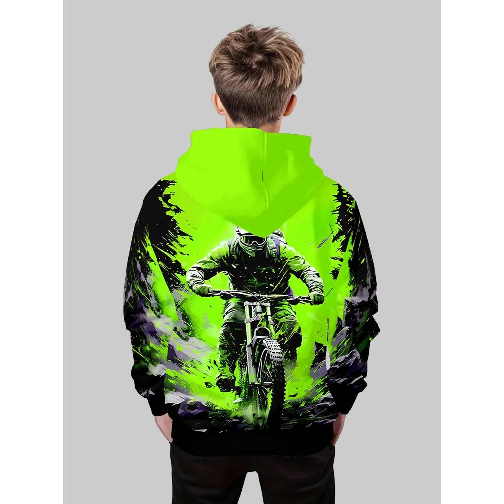 Kinderbekleidung Junge mit Kapuze langärmlig 3D-gedruckt Kinder Frühling und Herbst lässige Mode Pullover