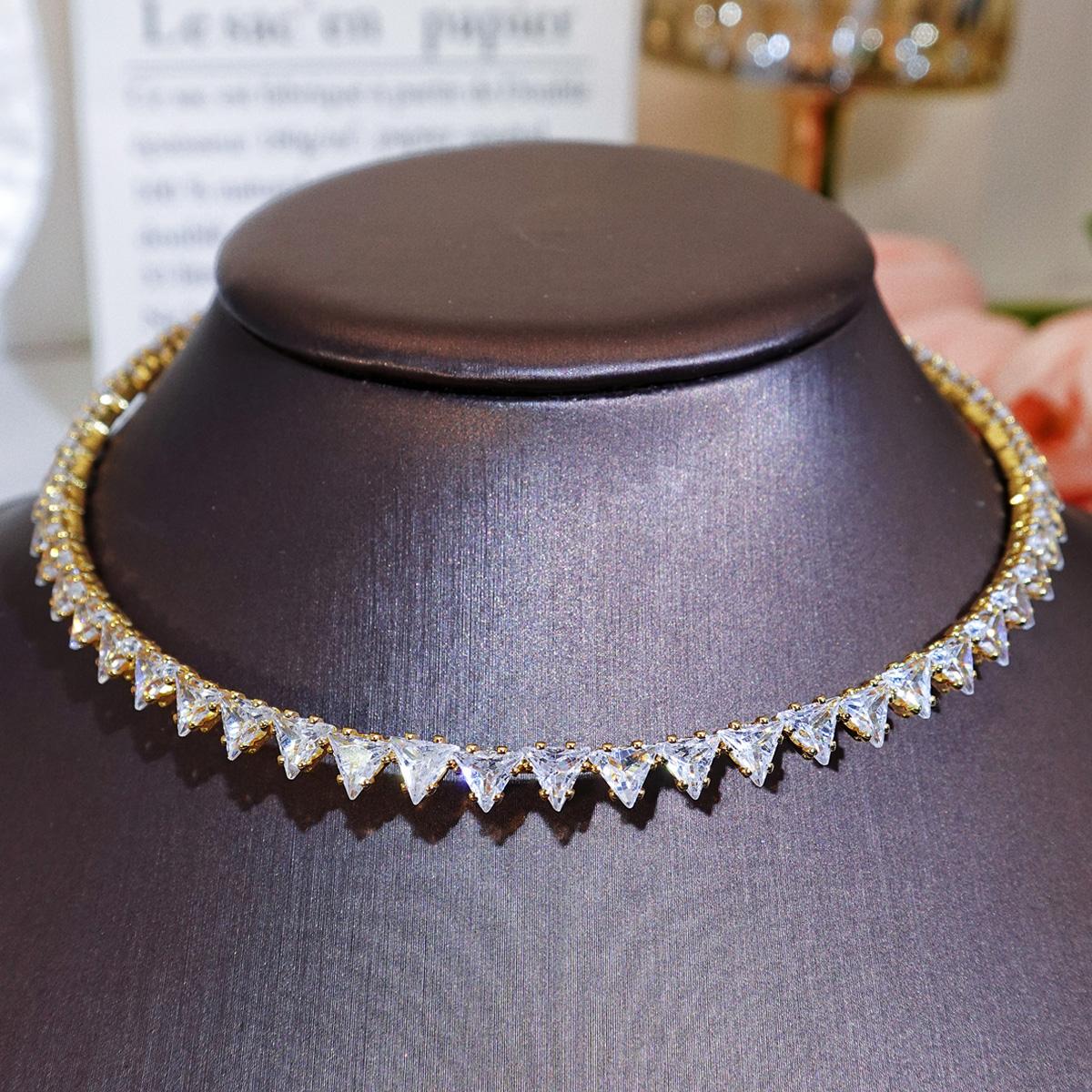 

CMM Blingbling треугольный цирконий Регулируемое колье-колье Golen или серебристое женское ювелирное изделие для свадебной вечеринки золотой