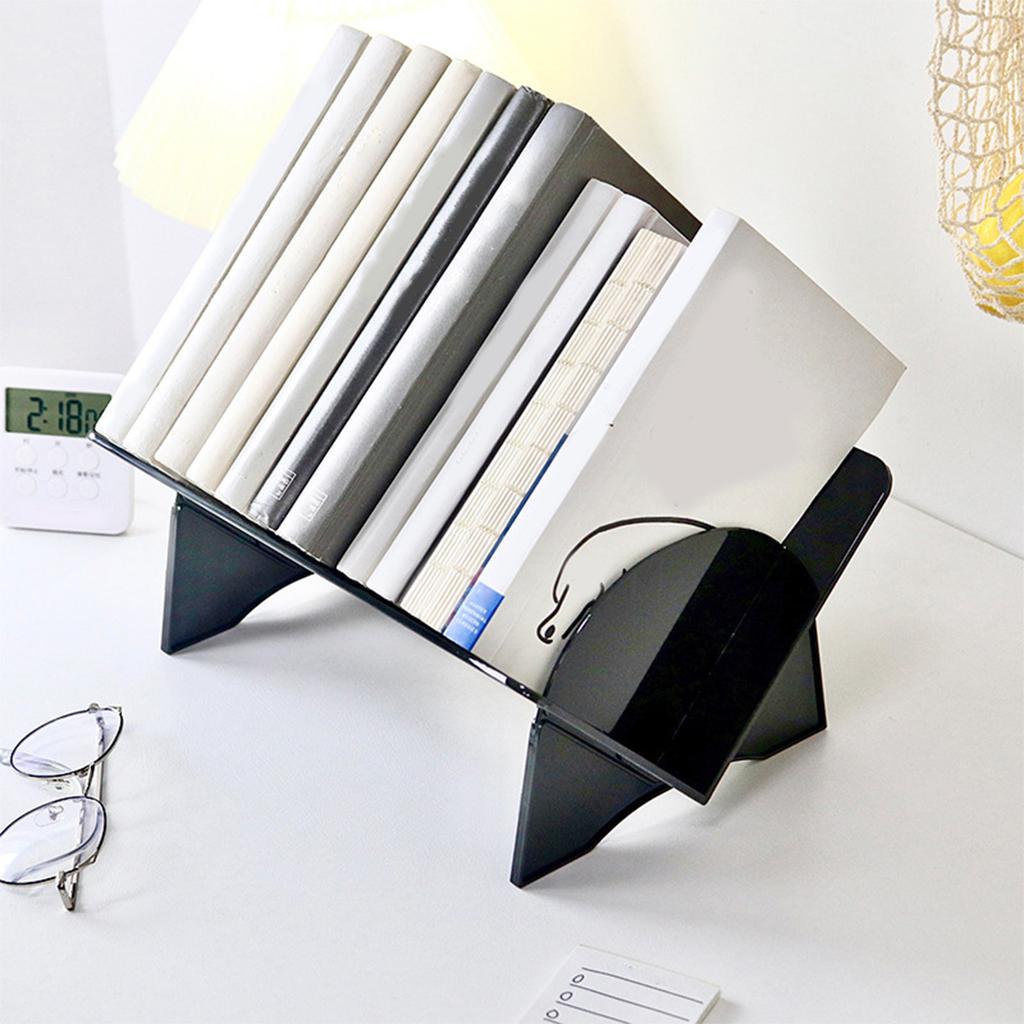 Desktop Small Bookshelf Simple Large Capacity Plastic Tilted Desk Book Storage Rack for Home