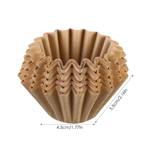 Disposable Wave Paper Coffee Filters, 50 Sheets, Unbleached, 4.5cm Diameter, 5.5/7cm Height, High-Efficiency Coffee Filters, Unbleached, Food-Grade, S