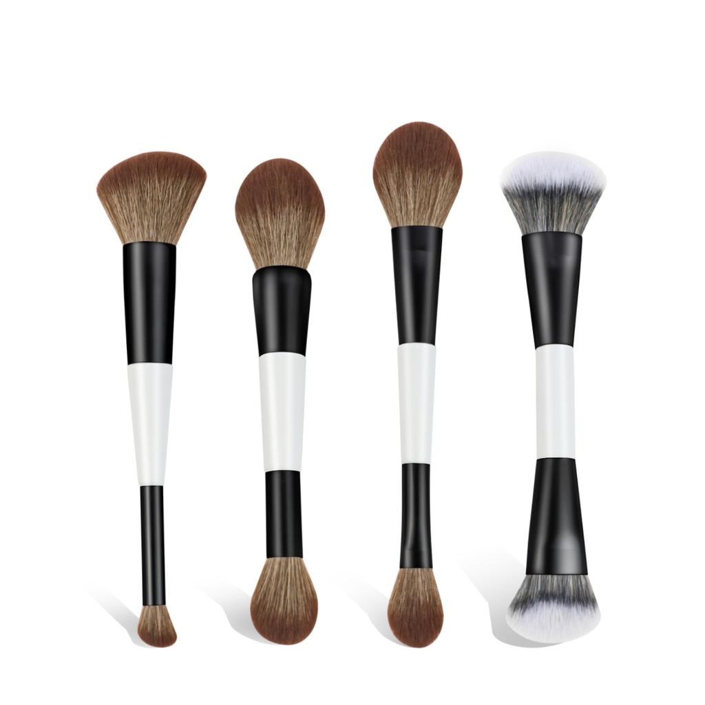 4 Double-Headed Makeup Brushes, Multi-Functional Makeup Brush, Loose Powder Brush,Concealer Brush, Blush Brush, Gift for Ladies and Girls