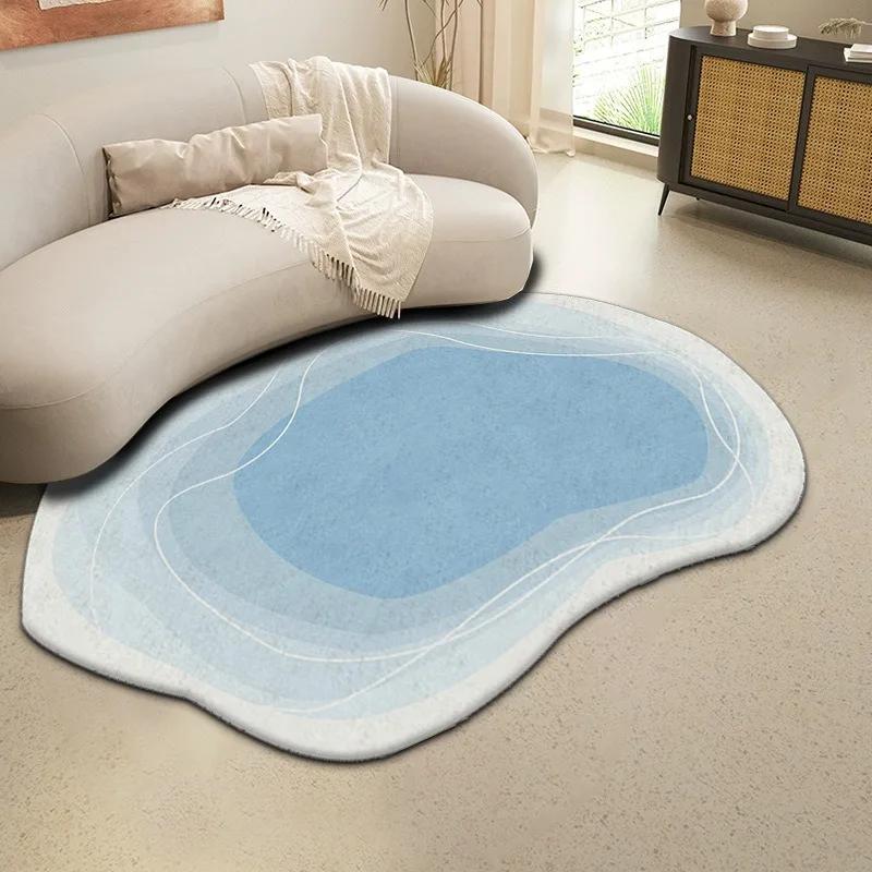 Large Modern Luxury Carpets for Living Room Fluffy Soft Green Plush Carpet Cream Irregular Rug Home Thickened Mat Washable Mats