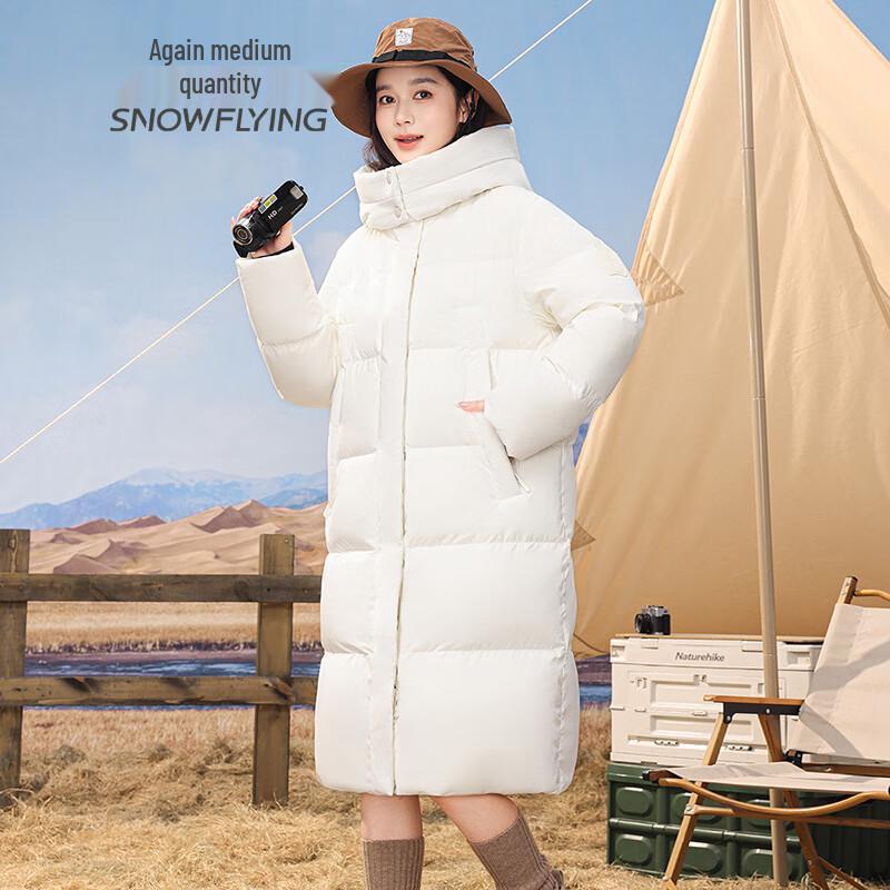 SNOWFLYING Women's Mid-Length Hooded Duck Down Jacket