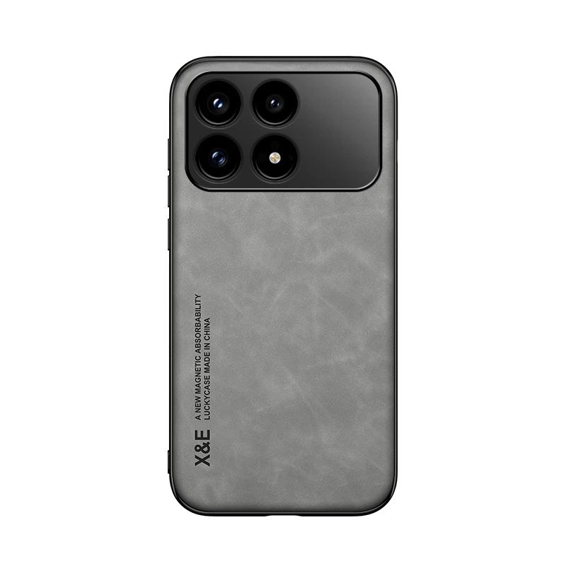 

Skin Feel Leather Phone Case for POCO F8 F6 F5 F4 X4 GT X5 X6 X7 M7 C75 M6 M4 Pro Ultra Cover Luxury Poco F5 світло-сірого кольору