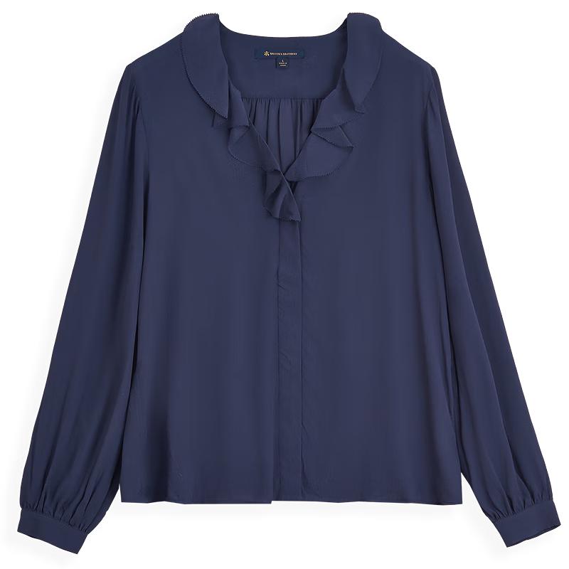 Brooks Brothers Women s Draped Lace V-Neck Blouse M