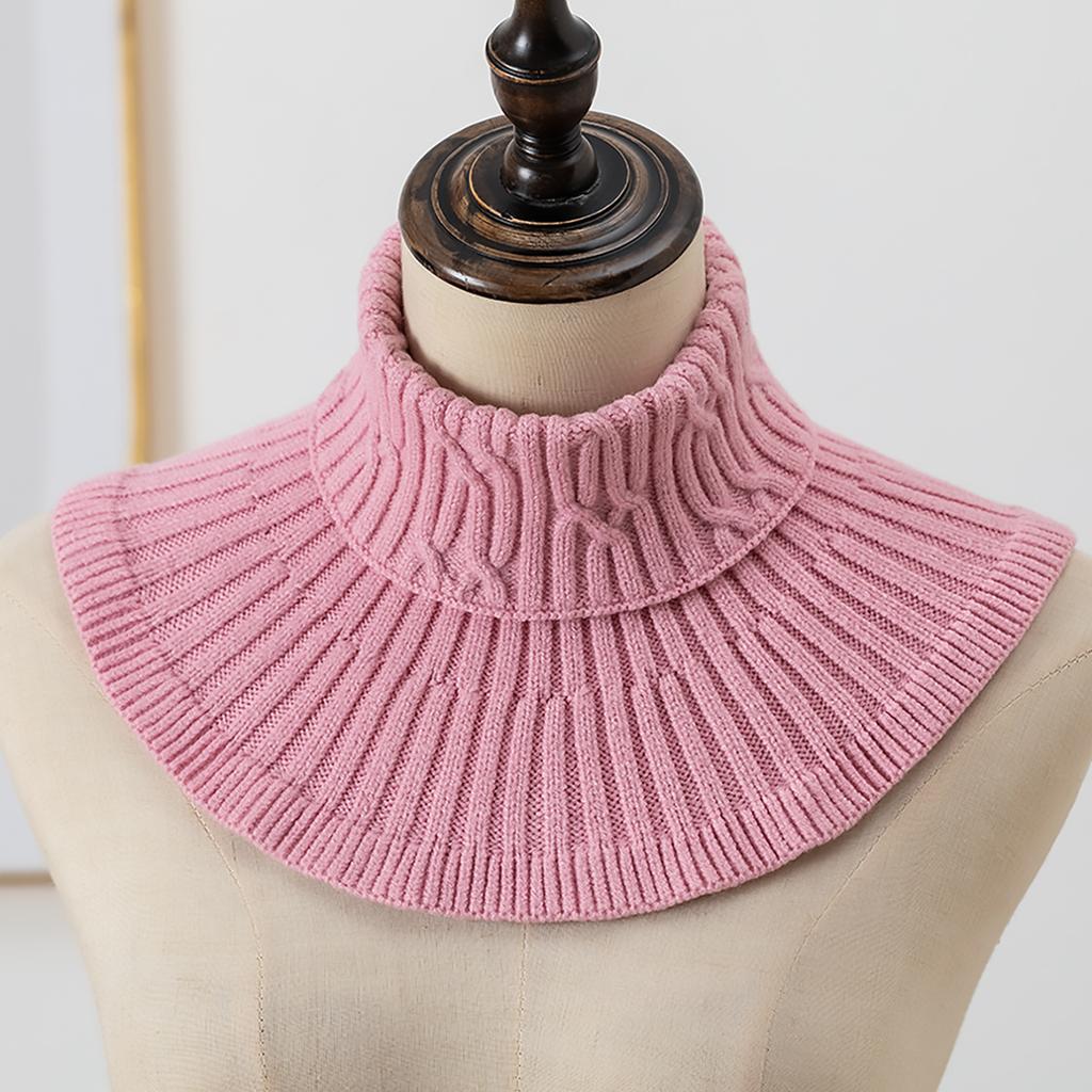 Winter Windproof Knitted Fake Collar Scarf With Wooden Ear Women Turtleneck Warm Knitted False Fake Collar Detachable Scarf