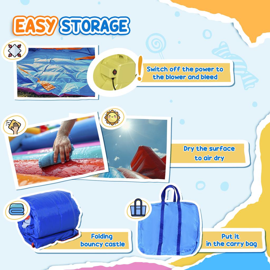 5 In 1 Bouncy Castle, with Blower, for Ages 3-8 Years - Multicoloured